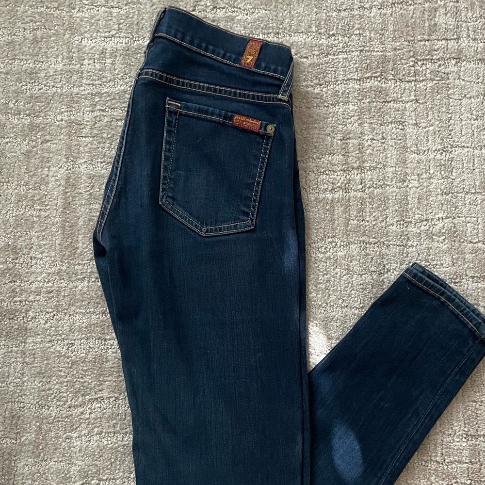 7 for all Mankind “the skinny” jeans, dark blue denim